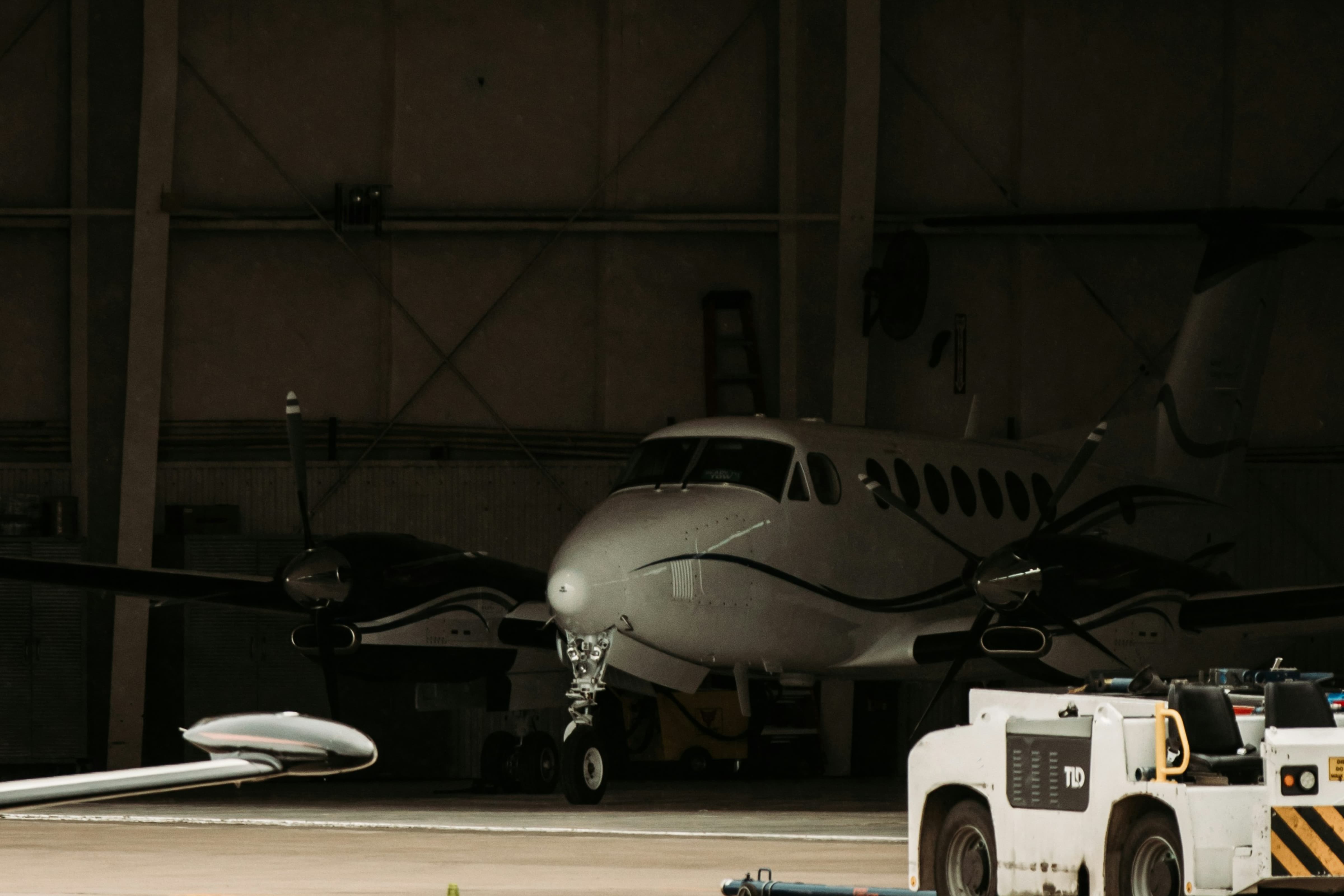 King Air parked in hangar