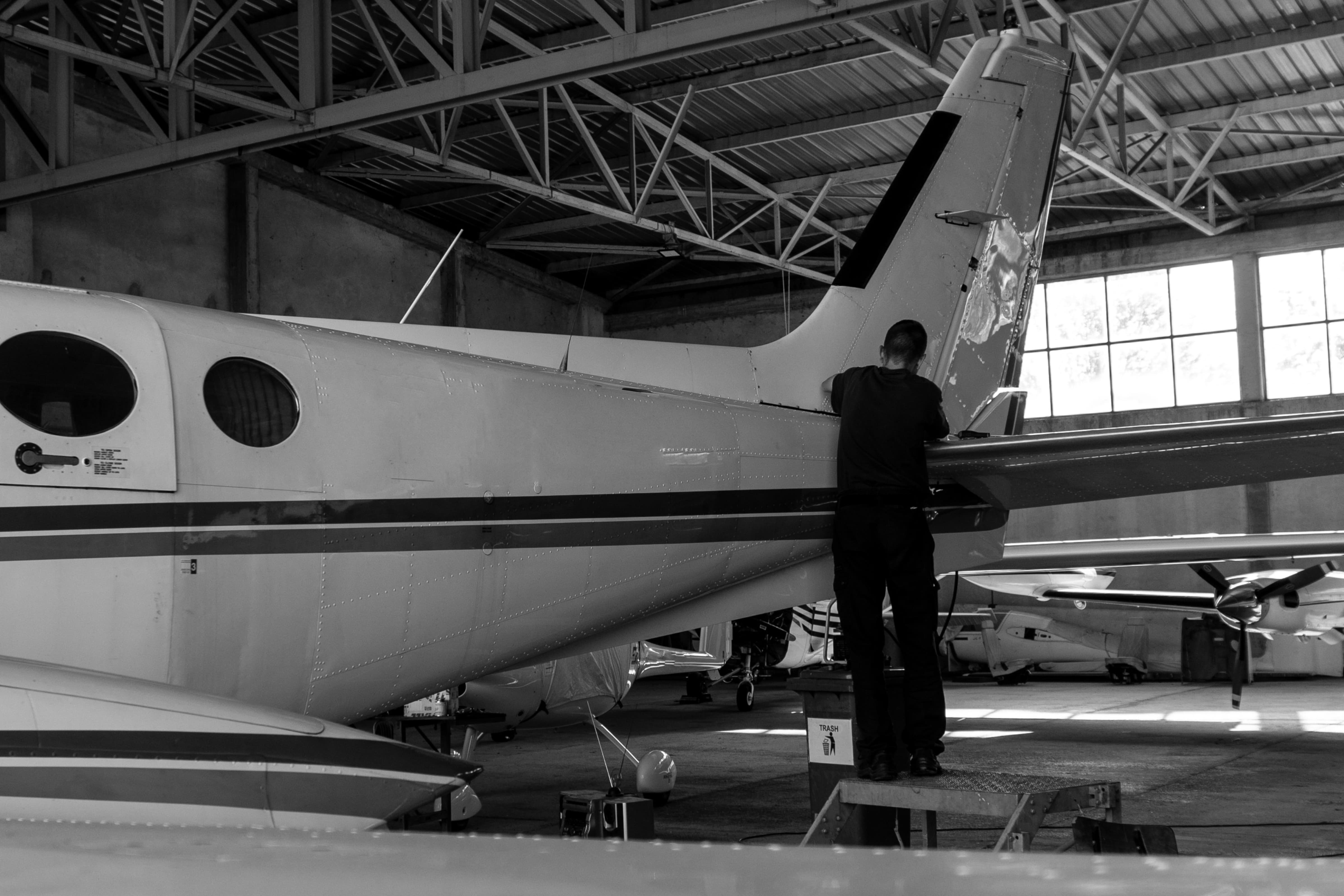 Aircraft in a hangar for maintenance 
