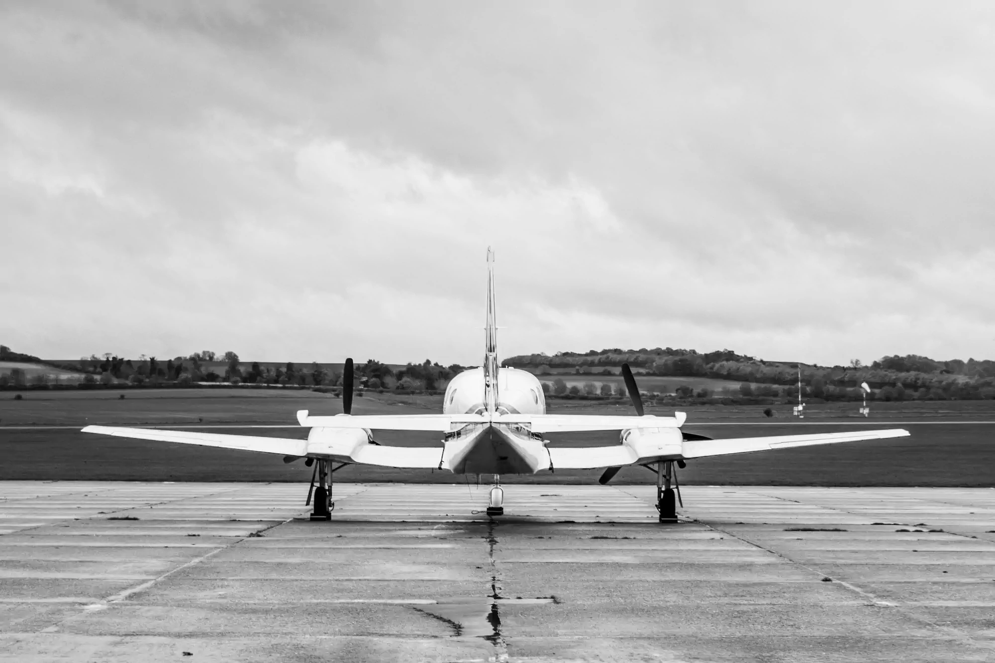Cessna piston twin sitting on the r