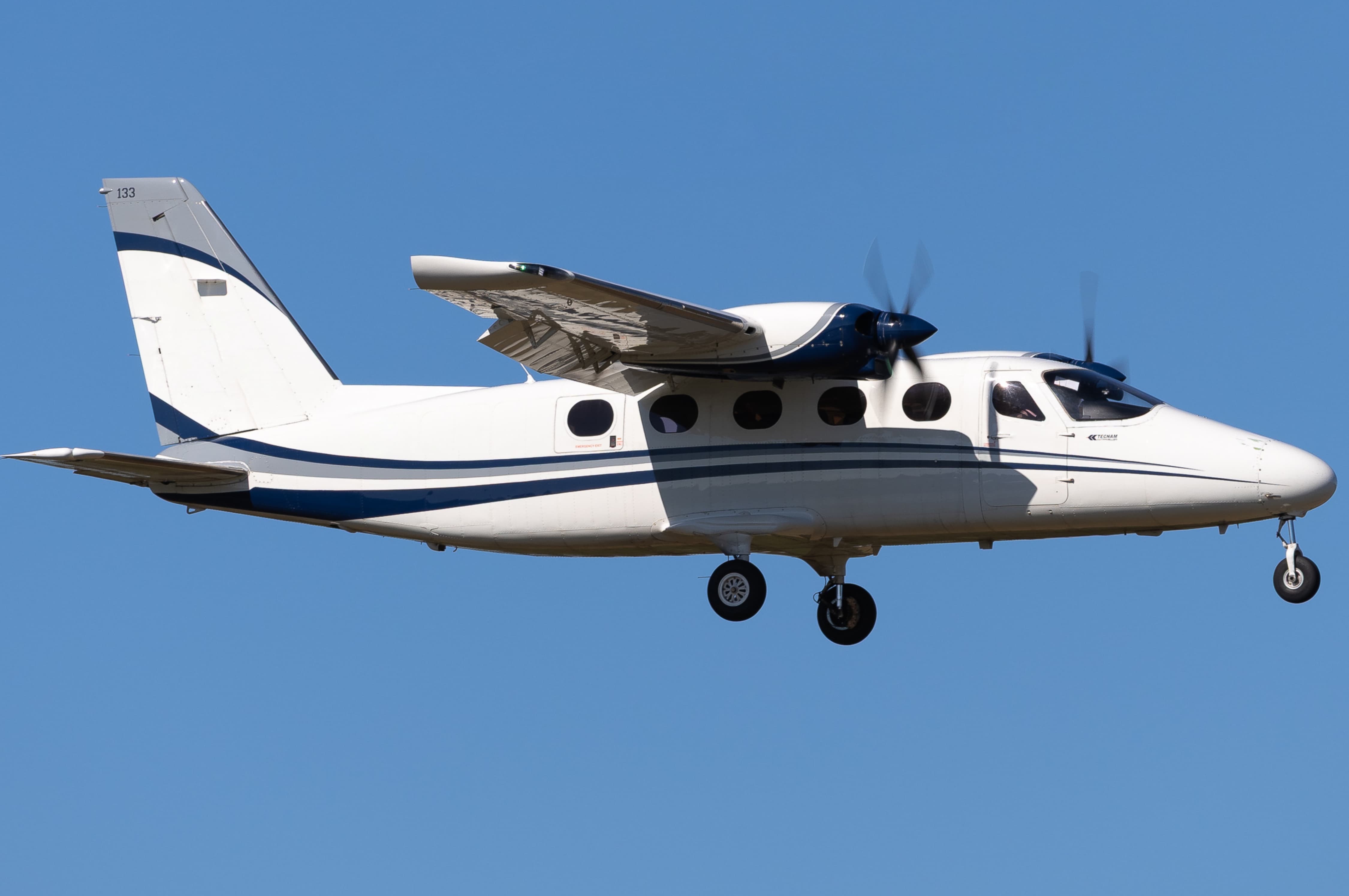 Tecnam P2012 on final approach